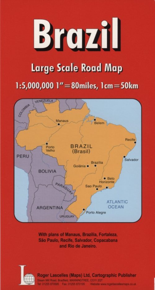 Brazil | Large Scale Road Map | 1: 5,000,000 | ROGER LASCELLES