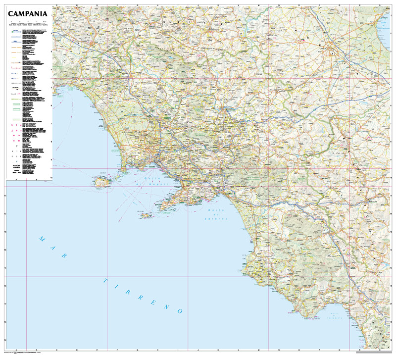 Campania | Regional Road Map | 1: 250,000 | LAC - Roger Lascelles Maps Ltd