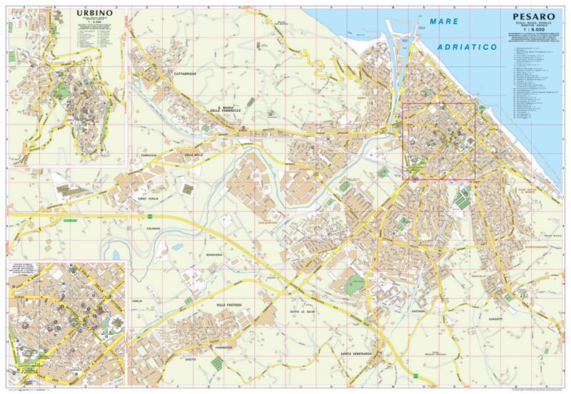 Pesaro/Urbino city map | Marche | 1: 8,000 | LAC - Roger Lascelles Maps Ltd