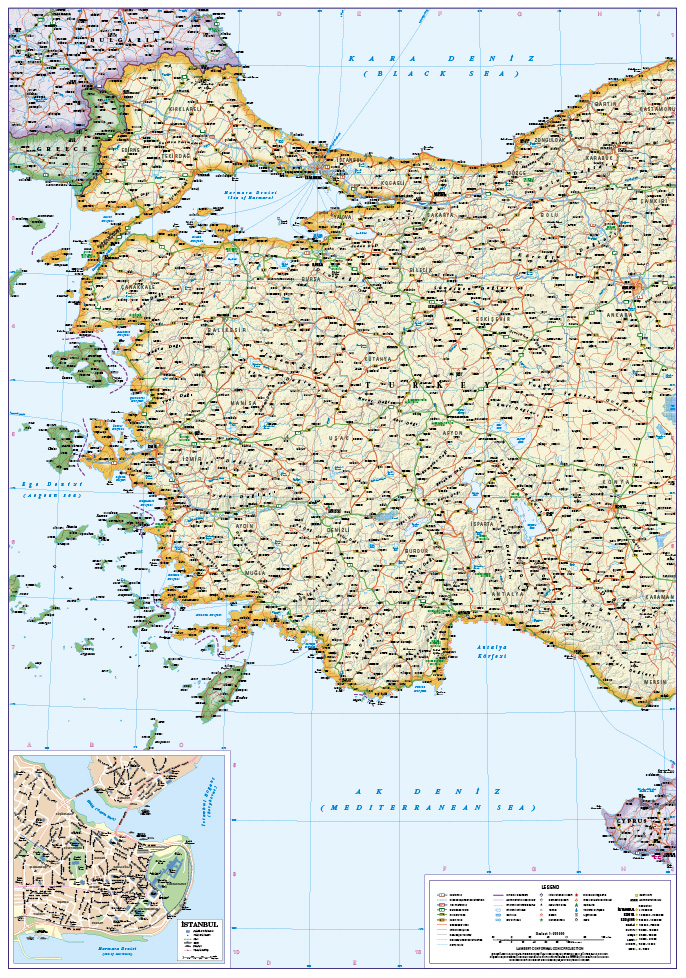 Turkey & West Turkey Wall Map | 1:1,544,000 | ROGER LASCELLES - Roger ...